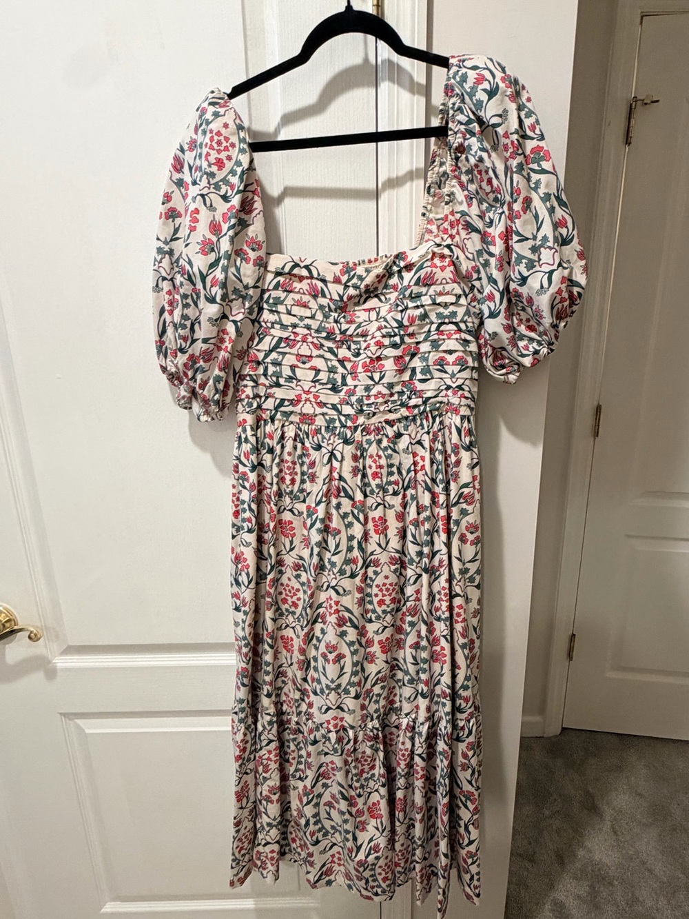 Abercrombie & Fitch Emerson Poplin Puff Sleeve Midi Dress